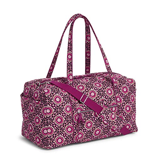 Vera Bradley Women's Signature Cotton Large Travel Duffel Travel Bag, Raspberry Medallion, One Size