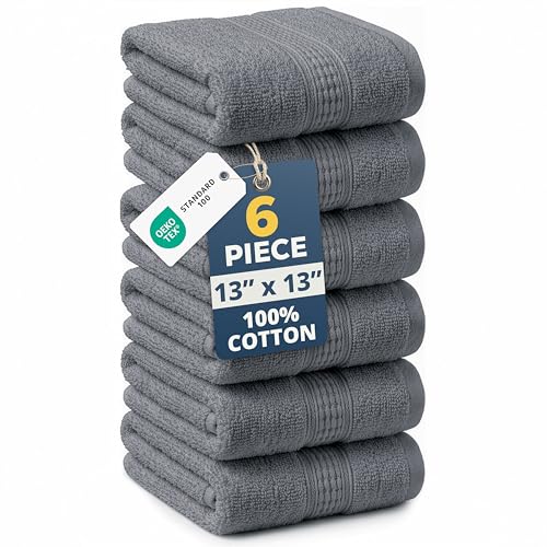 LANE LINEN Wash Cloths Pack of 6-100% Cotton Washcloths for Daily use - 13'x...