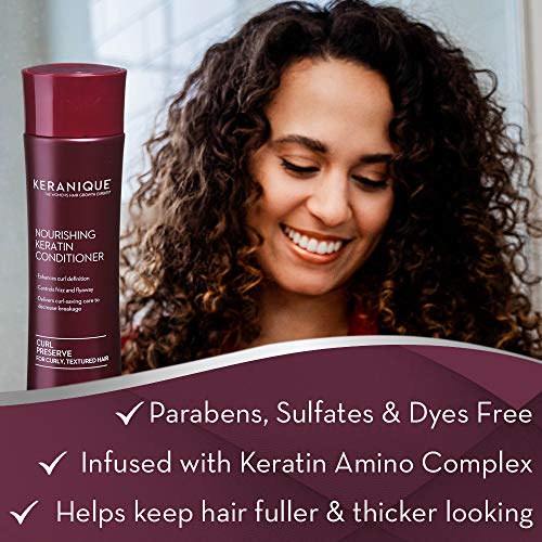 Keranique Curl Preserve Conditioner For Curly Hair, Textured Hair – Keratin Amino Complex, Sulfate Free, Paraben Free, Dye Free, 8 Fl Oz. (1 Pack) #TOP2
