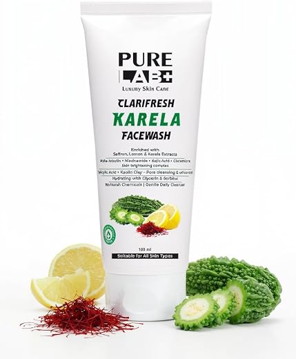 Pure Lab+ Oil Balance Face Wash | Removes Excess Oil & Dirt | Fresh Clear Skin Cleanser | Karela & Lemon Care | 100 ml