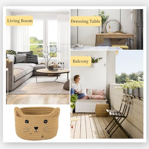 Aufbewahrungskorb aus Baumwollgewebe, Katzen-Aufbewahrungsbox aus Baumwolle, Waschekorb Geflochten Kinder Katze, Zur Aufbewahrung Geeignet Spielzeugkorb für Handtücher, Decken, Spielzeug, Kleidung