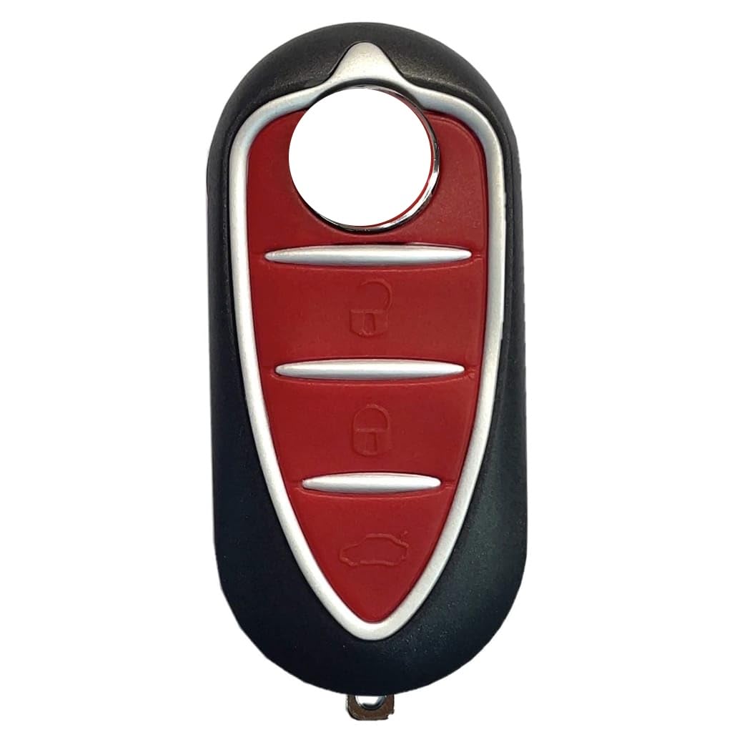 Custodia Chiave Telecomando Alfa Romeo Mito E Giulietta – 3 Tasti + Lama Vergine (Rosso Con Logo) - 3