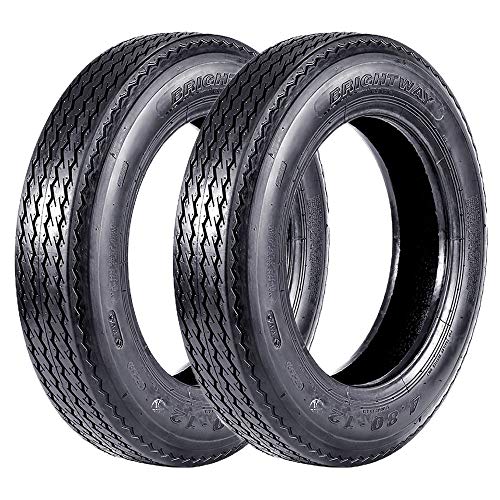 Albott Set of 2 4.80-12 Bias Trailer Tires 6PR 480-12 4.80x12 Hightway Boat Motorcycle Tires, Load Range C