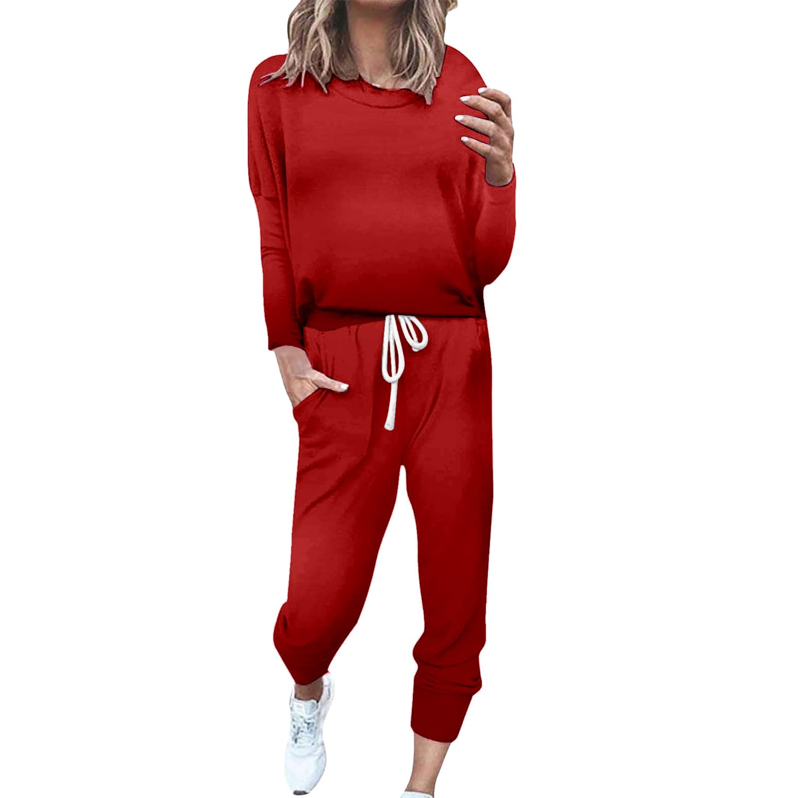 Tuta sportiva da donna casual autunno e inverno moda stampata girocollo manica lunga tasca con coulisse elastico in vita pantaloni