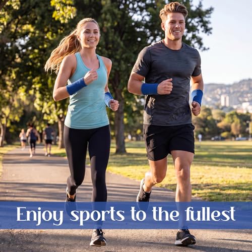 Image of WILLBOND 6 Inch Wrist Sweat Bands for Men Women Tennis Elastic Athletic Long Sweatband Wrist Absorbent for Basketball Tennis Running Outdoor Activity