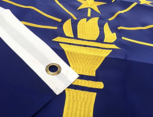 Winbee Indiana State Flag 3X5 Ft - Premium Embroidered, Heavy Duty 300D Nylon, Sewn Stripes And Brass Grommets. Best American Indiana Flags Great For Outdoor/Indoor Display. #TOP6