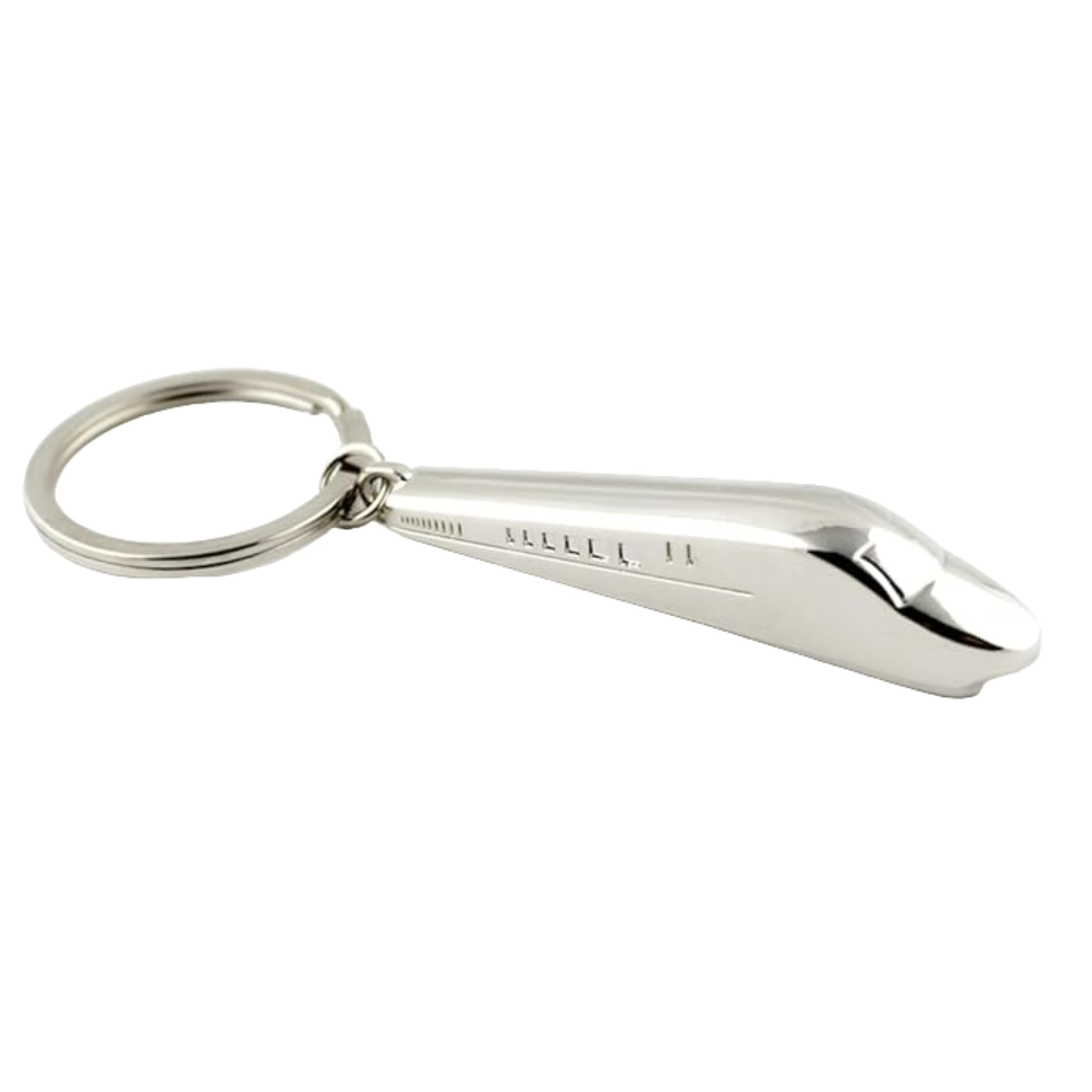 Mundo Llavero Unisex Metallic Silver Modern Silver Bullet Train Keyring - High Speed Train Keychains - Metal Accessory For Locomotives, Machines, Bullet Train… - Keychain For Men And Women, Grey, L
