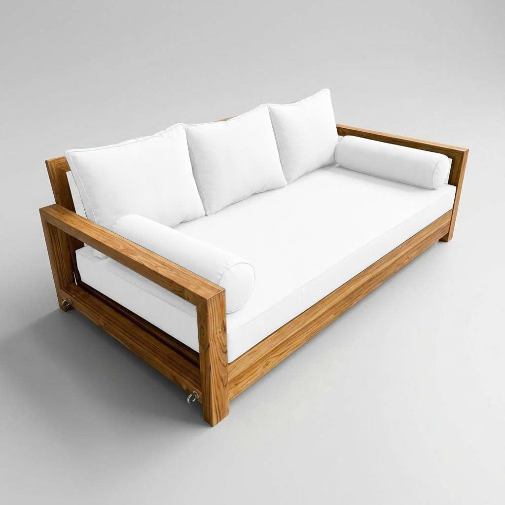 Prolinemax Style 3 - Mattress & Pillow Bolster Cushion for Outdoor Indoor Daybed Porch Swing Bed Piped Trim Twin Size AD106 | Covers ONLY |