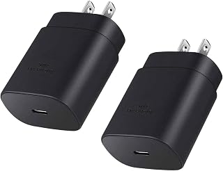 USB C 충전기 블록, 삼성 갤럭시 S25 S24 울트라 S23 S22 S21 S20 노트20 / 아이폰 17 16 15 14 13 프로 맥스용 25W USBC 초고속 충전 어댑터, 타입 C 벽 충전기 플러그, 2팩