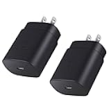 USB C Charger Block, 25W USBC Super Fast Charging Adapter for Samsung Galaxy S25 S24 Ultra S23 S22 S21 S20 Note20 / iPhone 17 16 15 14 13 Pro Max, Type C Wall Charger Plug, 2 Pack