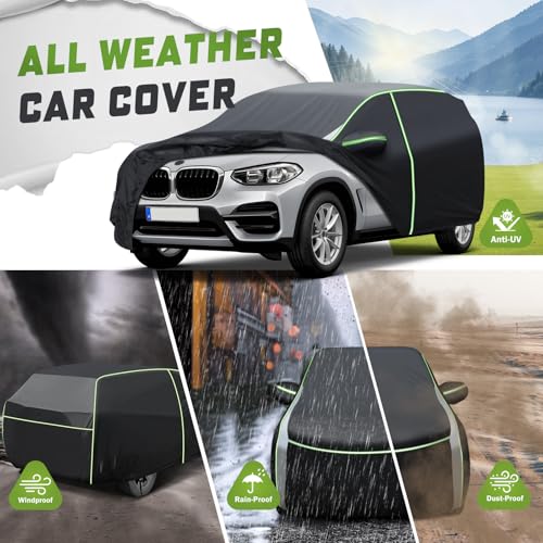Image of Mixsuper Liner Car Cover for BMW X3 2003-2026, 7 Layers Waterproof Car Cover Accessories for X3 with Zipper Door, Windproof Straps, Reflective Strips, Anti-UV, All Weather