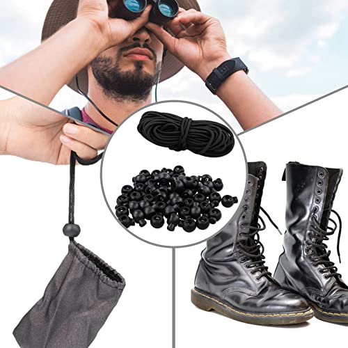 LAMXD 50 Pieces Drawstring Toggles and 32 feet Drawstrings Plastic Single Holes Cord Stopper Toggle Cord Lock Toggle - Image 4