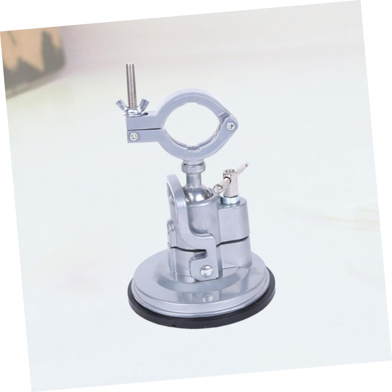 OUNONA 360degree Rotation Aluminum Alloy Sucker Drill Holder Swivel Silver Heavy Duty for Laptop Stand
