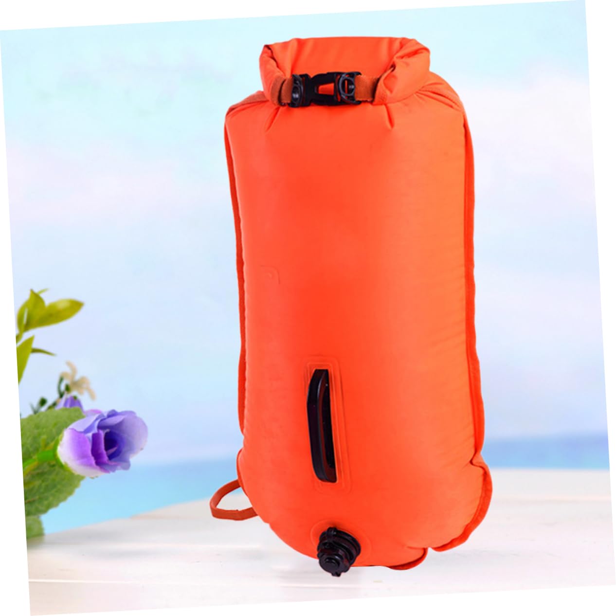 Abaodam Orange Ankerboje mit Verstellbarem, Abnehmbarem Hüftgurt | Nylon, Leicht und Einfach Aufzublasen, Schwimmhilfe fürs Offene Wasser, Kompakt für Schwimmzubehör