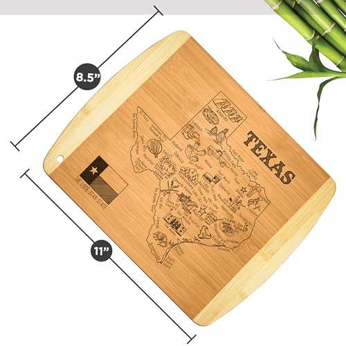 Tabla de cortar rectangular de bambú con mapa de Texas miniatura 3