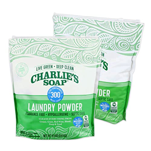 Charlie’s Soap Laundry Powder (300 Loads, 2 Pack) Hypoallergenic Deep Cleaning Washing Powder Detergent – Eco-Friendly, Safe, and Effective