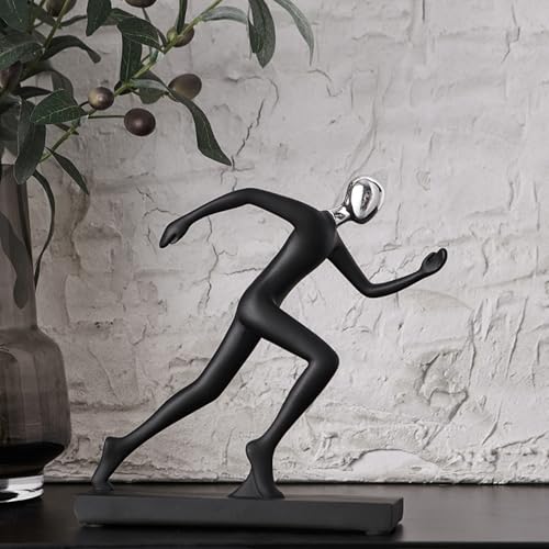 Estatua abstracta negra de atleta en resina moderna miniatura 2