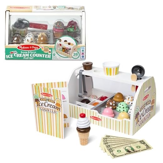 Das richtige Holzspielzeug für jede Altersstufe 5 Melissa & Doug Eis Holzspielzeug ab 3 Jahre & Küchenzubehör Kinder Holz | Montessori Spielzeug ab 3 Jahre | Eisdiele Kinder Holz für Rollenspiele mit Einkaufsladen | Kinderküche Kaufläden & Zubehör