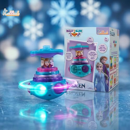 Image of Frozen Dizzy Glow Top - LED Light & Music Spinning Top Toy for Kids, Magic Musical Spinner with 360 Rotation, Turkish Blue Frozen Character Toy for Boys & Girls Age 3+, Battery Operated
