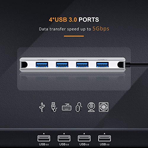 Image of Tobo Type C to 4 Port USB Port 3.0 Portable Data Hub Compatible with Mac-Book Pro USB Flash Drives and Other Type c Devices.
