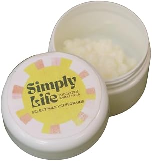 Big Milk Kefir Grains, 1 Ounce, Turkish Strain, Pajaritos de Leche, Bulgaros, Homemade Kefir, Live Probiotics, Fully Mature Colonies, Big Grains Only, High reproduction rate, Selected Product by Simply Life Probiotics.