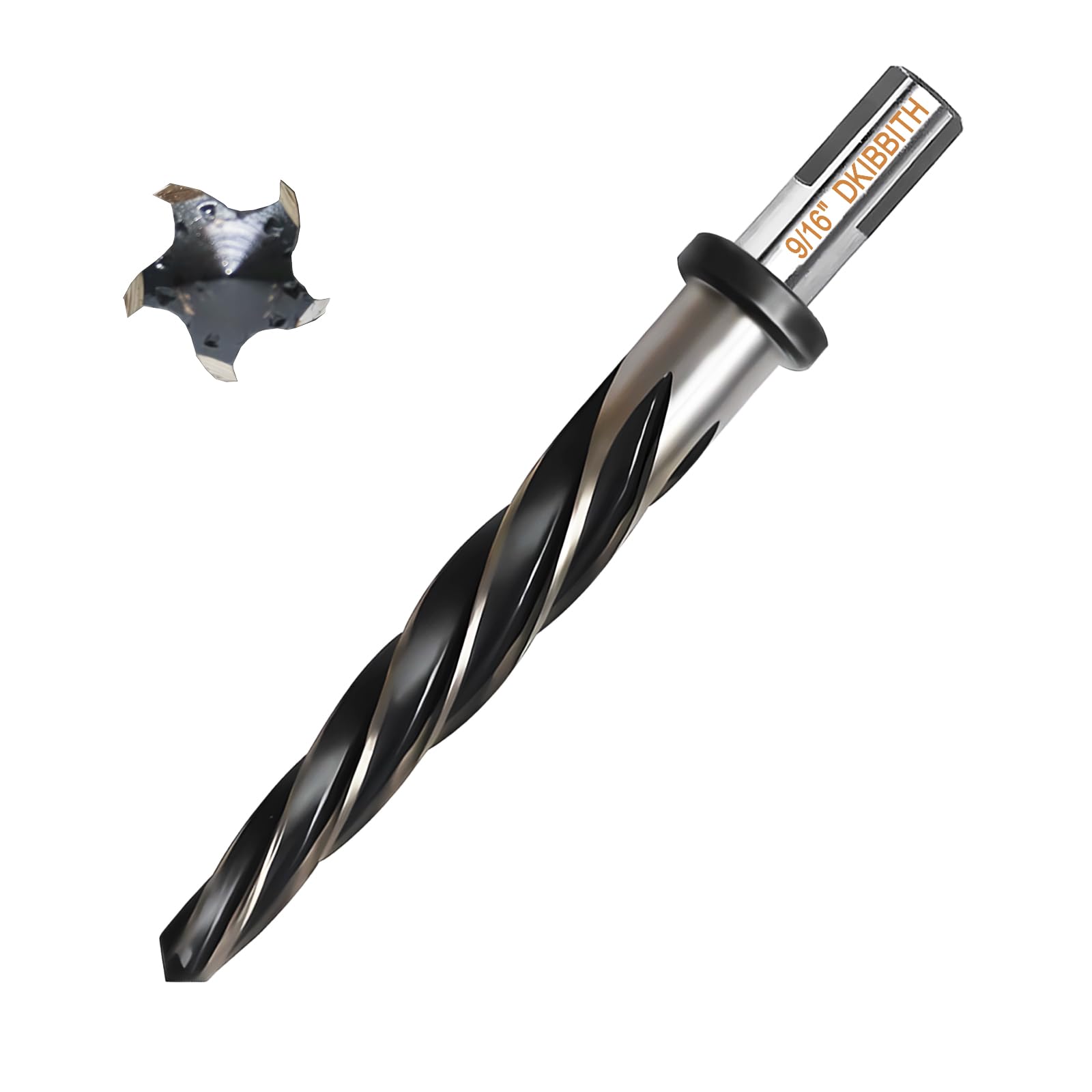 9/16" Bridge Construction Reamer Drill Bit, M2 HSS Taper Chucking Reamer for Steel Alloy Metal Wood Plastic, 1/2" Non-Slip Shank, 5-Spiral Flutes Car