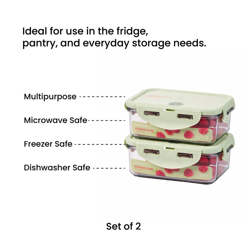 Image of LocknLock 350ml Food Storage Containers (Pack of 2) | Airtight, Leakproof, BPA-Free Plastic Boxes | Stackable Kitchen Containers for Snacks, Lunch, Fridge & Pantry Storage