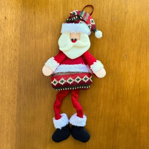 Enfeite de Natal Pernas Longas, Fofo, Detalhes Felpudos, 30 cm de Altura (Papai Noel Vermelho)