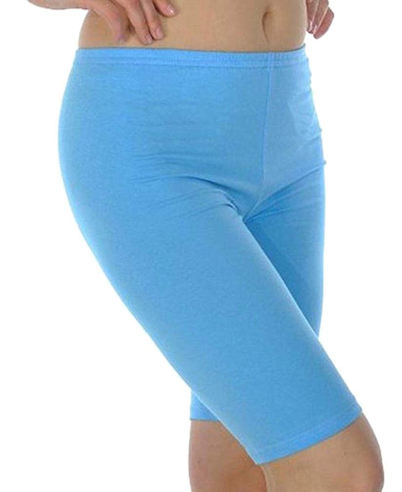 elegance 1234 Ladies Cycling Shorts Lycra Stretchy Cotton Above Knee Active Sport Everyday Short Legging (XXL, Sky Blue)