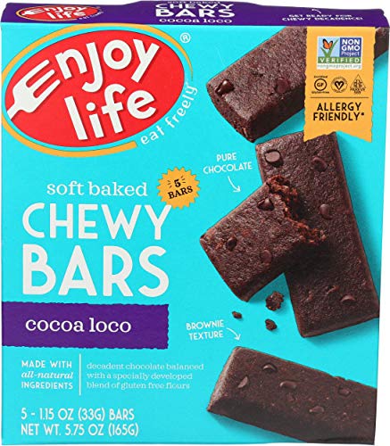 Enjoy Life Cocoa Loco Chewy Bars, Nut, Soy, Dairy, Gluten Free, Non GMO, 6 Boxes (30 Bars Total)
