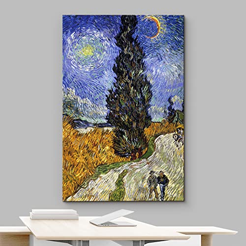 Wall26 Canvas Print Wall Art Thatched Cottages At Cordeville By Artist Vincent Van Gogh Nature Wilderness Illustrations Fine Art Relax/Calm Multicolor For Living Room, Bedroom, Office - 32"X48" #TOP2