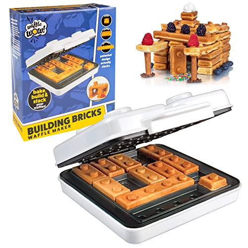 Building Brick Electric Waffle Maker- Cook Fun, Buildable Waffles in Minutes - Build Houses, Cars & More Out of Waffles! Bite Sized, Easy for Kids to Hold & Eat w/No Cutting Necessary, Breakfast Gift