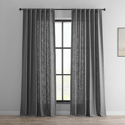 Image of HPD Half Price Drapes Heavy Faux Linen Light Filtering Curtains for Bedroom 84 Inches Long (1 Panel) - Rod Pocket Curtains for Living Room - Window Curtains Home Decor - 50 X 84, Pewter Grey