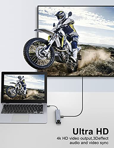 Image of USB C 8 in 1 HDMI 4K SD /TF Card Readers with Ethernet Port for MacBook Pro (100W, Grey)