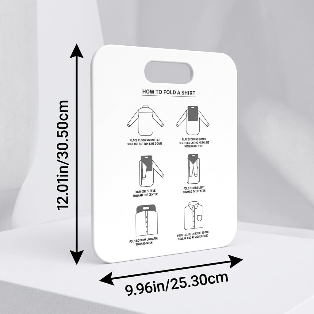 Zerodis Tavola Pieghevole per Camicie, Tavola Pieghevole per Magliette Tavola Pieghevole per Vestiti Cartella per Biancheria in Plastica Strumento di Archiviazione Domestica per Adulti (Bianco)