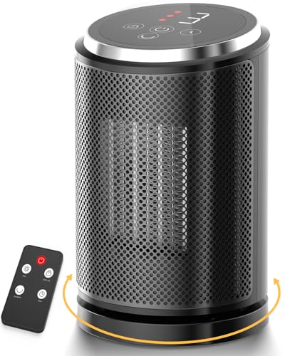 5% off - QQT 1500W Ceramic Space Heater with Thermostat, Remote Control,12H Timer,70&deg; Oscillation - Portable...