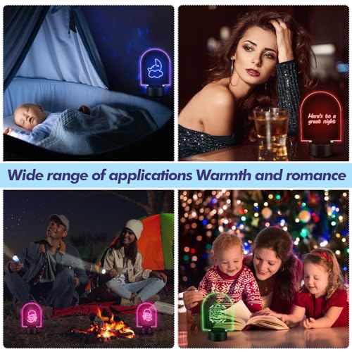 Image of Honoson 4 Set 3D Night Light Kit with Remote, 16-Color Base for Acrylic Sheets, 4 Modes for Bedroom Decor(Arch Style)