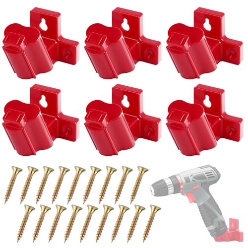 6 Packs M12 Tool Holder for Milwaukee, 12V Drill M12 Tool Hanger with 18 Screws for Power Tool Storage