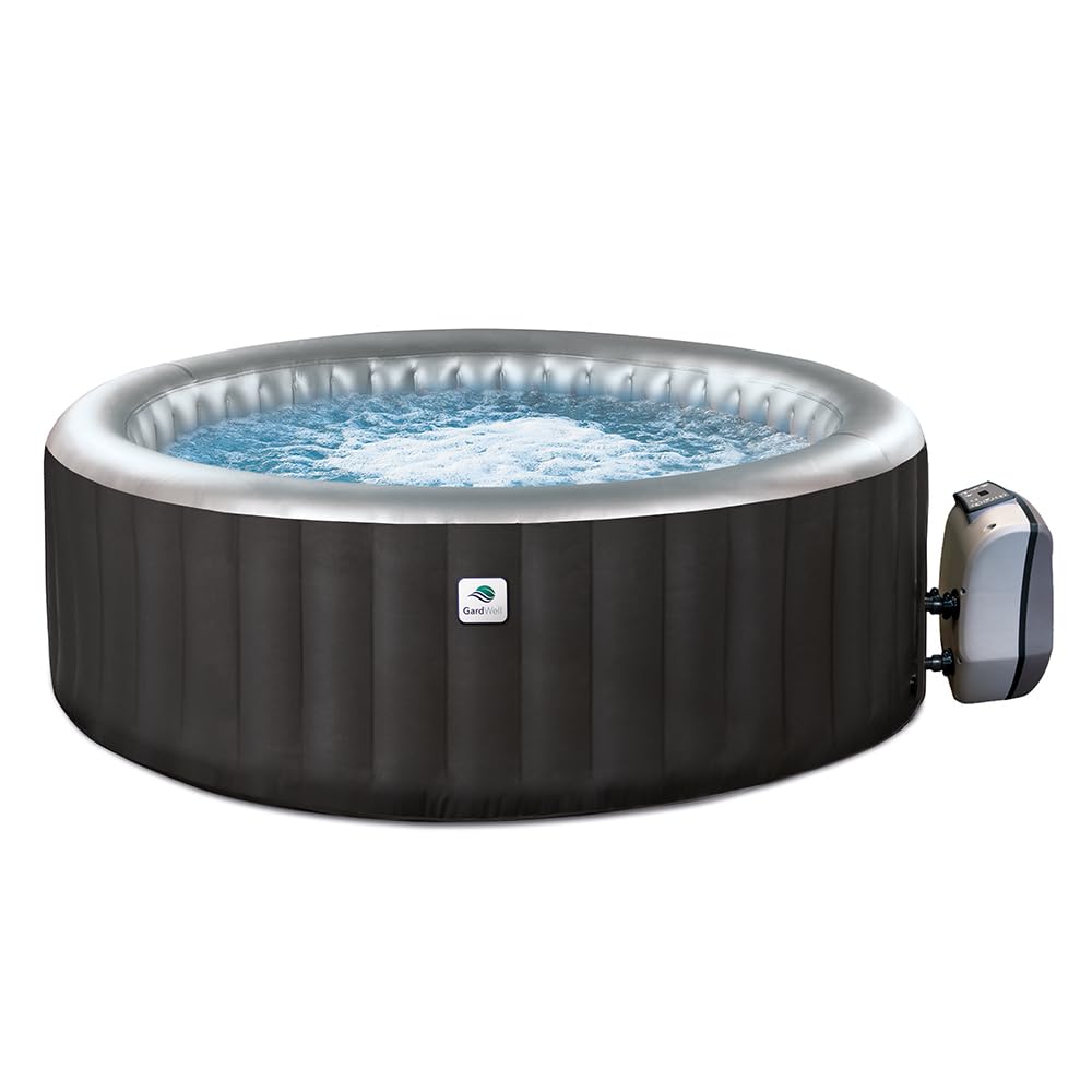 Whirlpool Round City – per 3 persone – 105 getti massaggianti ad aria – con pompa di calore, cartuccia filtro, copertura piscina e tappetino protettivo
