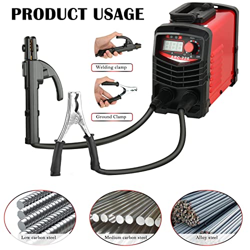 Aomdom soldador inverter profesional 220V MMA,225A Pantalla digital ARC IGBT Soldadora con inversor LCD para soldador electrodo soldadura Soldadora portátil(Rojo) - Imagen 5