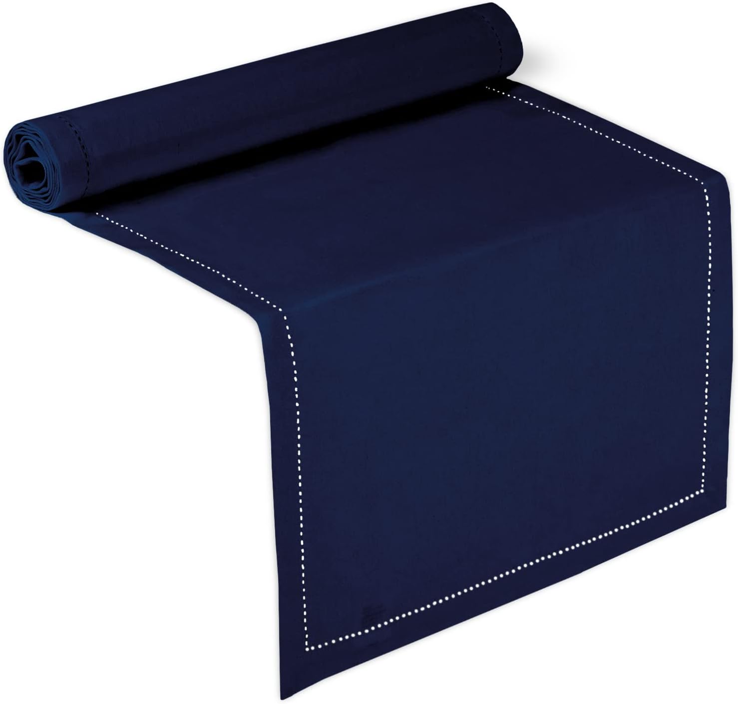 Encasa XO Dining Table Runner | Pure Cotton Hemstitched Design | 32x230 cm | Scotch Blue - Machine Washable