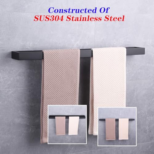 GERZWY 24-Inch Bathroom Towel Bar Stainless Steel Bath Towel Rack Contemporary Style Wall Mount Matte Black HG1701(60)-BK - Image 3