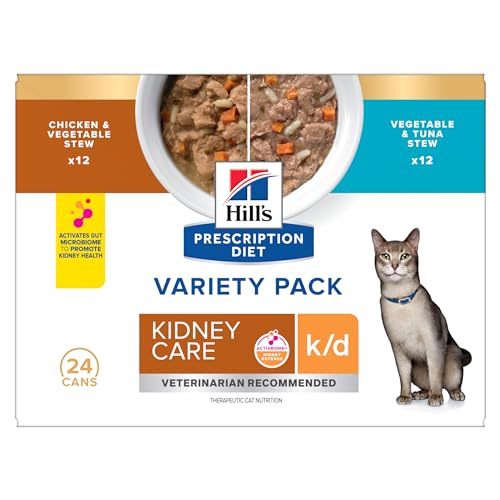 Hill's Prescription Diet k/d Kidney Care Stew Variety Pack Canned Cat Food, 2.9 oz., Count of 24