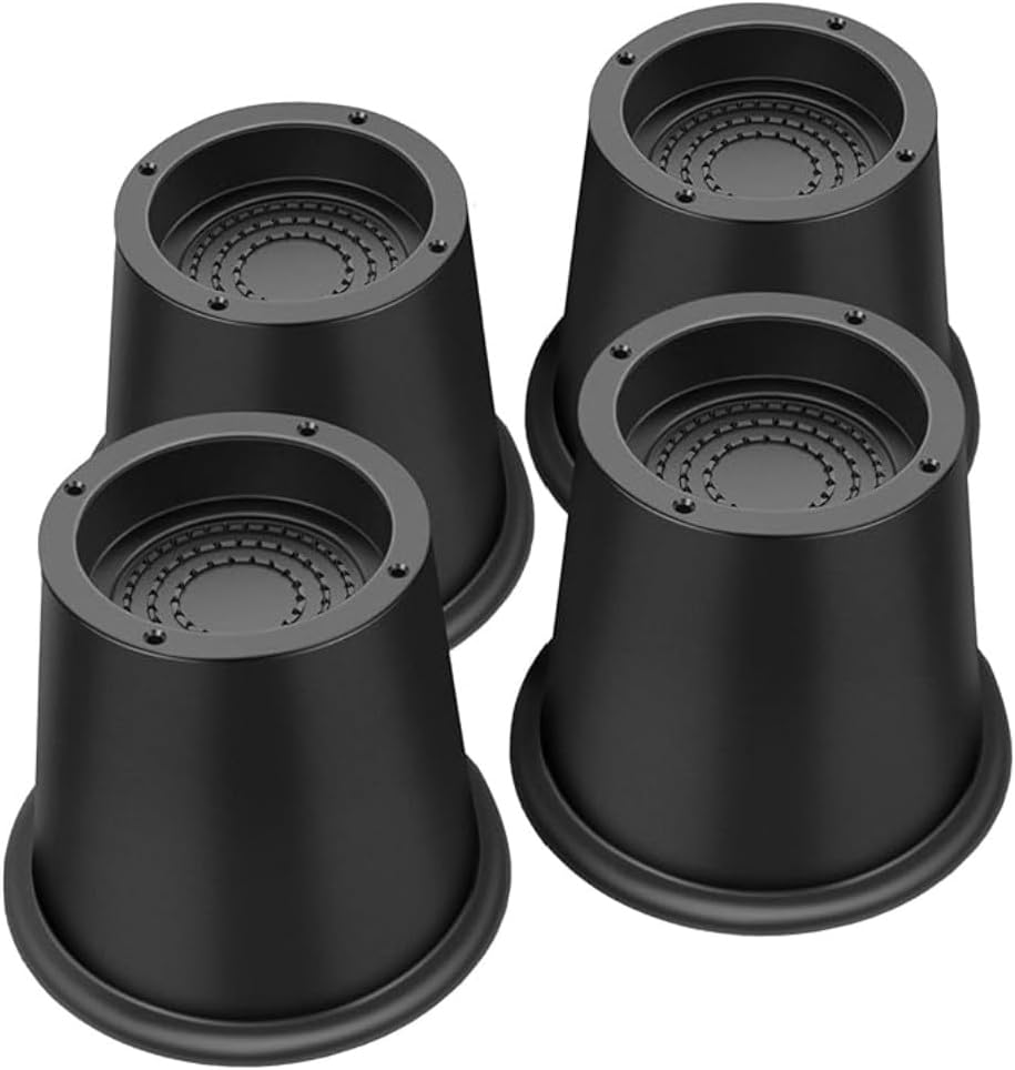 Round Bed Risers 2, 3, 4 or 6 inch Heavy Duty，Circle Furniture Risers for Chair Table and Desk Legs Elevation, Bed Lifts Risers(Pack of 4 Riser,Black) (4-Pack Black, 1 Inch)