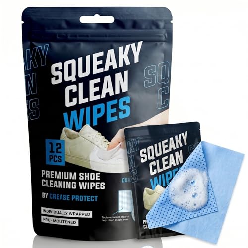 Squeaky Clean Wipes - Premium Shoe Cleaning Wipes - For All Shoe Types - By Crease Protect (12 Pieces)
