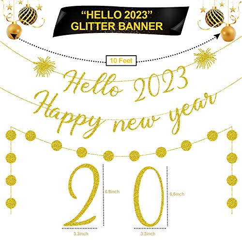 Glitter Gold Happy New Year Banner New Years Eve Banner 2023 Happy New Year Sign New Years Eve Party Supplies 2023 new year decorations