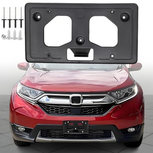 FASTCHE Front Bumper License Tag Plate Frame Bracket Holder Compatible with 2017 2018 2019 Honda CR-V Replace # 71145TLAA00 HO1068124