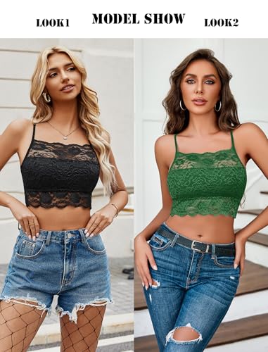Image of Avidlove 2Pcs Lace Camisoles for Women High Neck Bralettes Racerback Adjustable Crop Top Lingerie