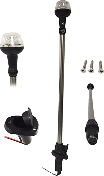 Pactrade Marine Boat 25" LED All-Around Stern Pole Light w/Base USCG 2NM for Pontoon, Sport and Fishing Boat