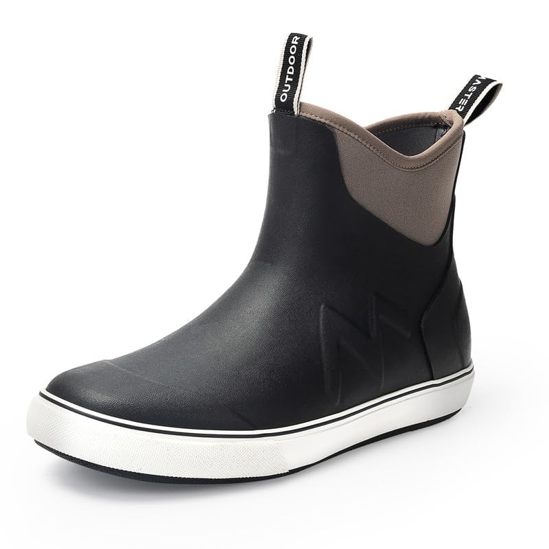 Image of OutdoorMaster Men's Deck Boots, Waterproof Anti-Slip Rubber Rain Boots, Breathable Saltwater Deck Shoes For Fishing Boating Camping Sailing